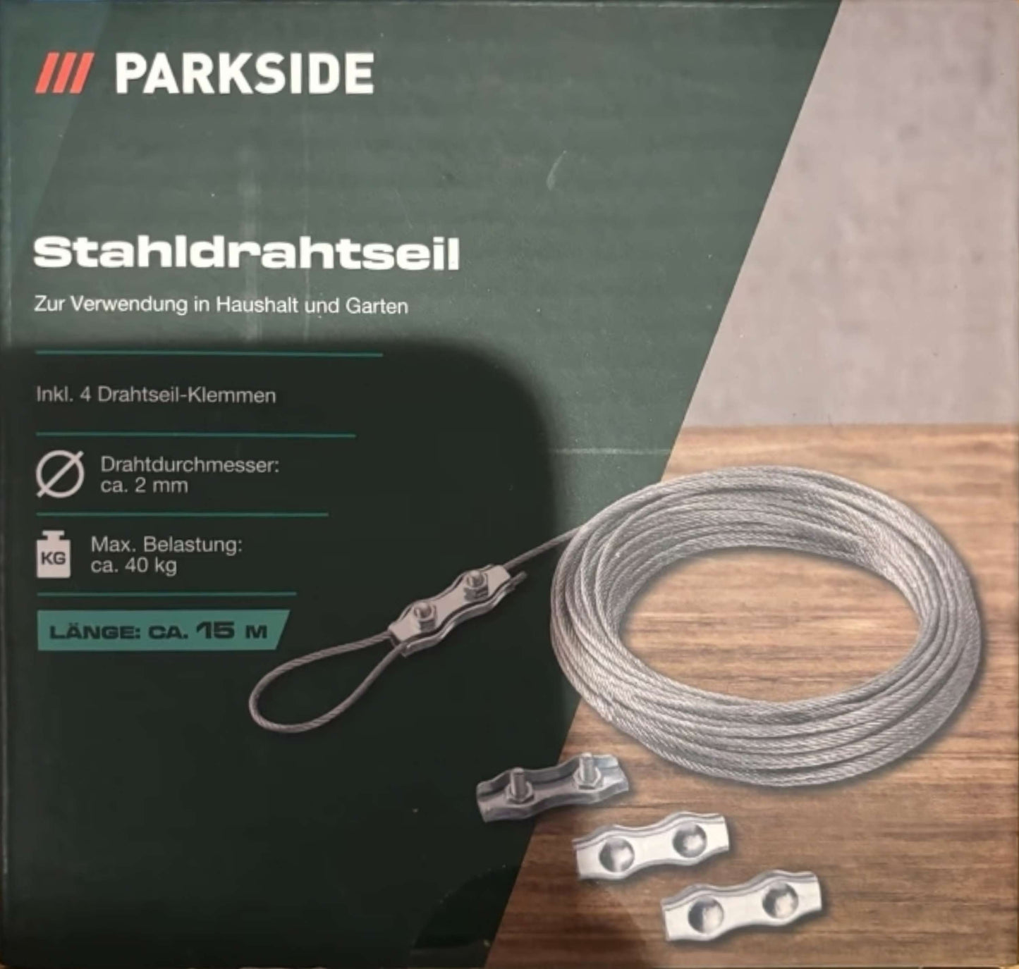 Parkside - 2 x Steel Wire Rope 2mm / 3mm