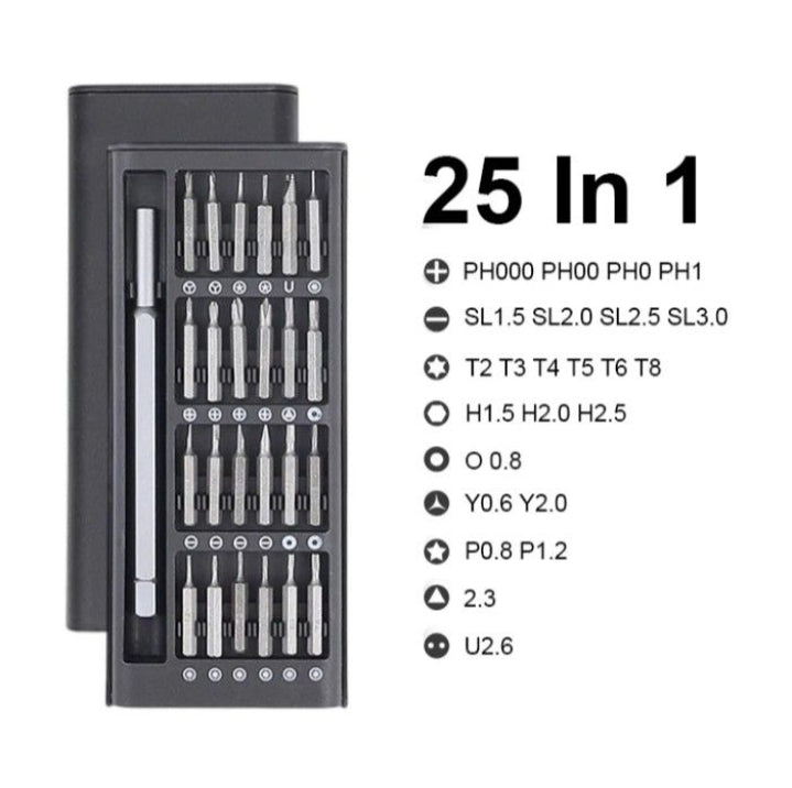 Handle Repair Assistant Kit Durable Magnetic Ratchet Precision Screwdriver Set 25 in 1.