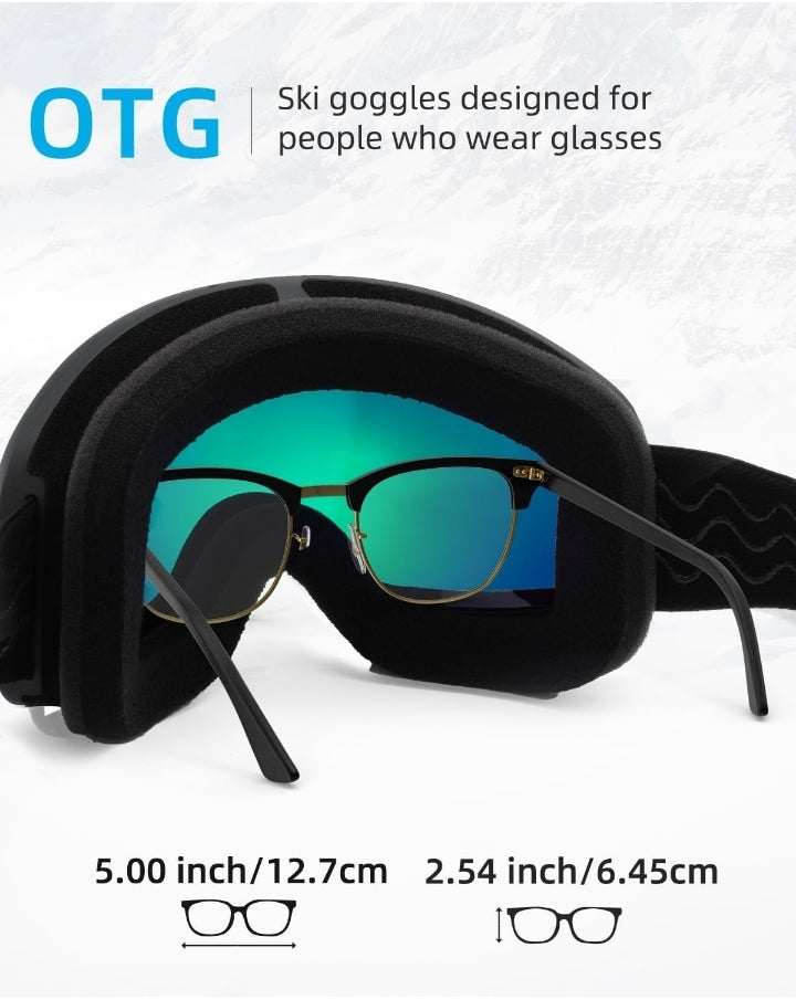 Crivit - Ski Goggles Men Women Unisex OTG Ski Goggles for Glasses Wearers Anti-Fog UV Protection.