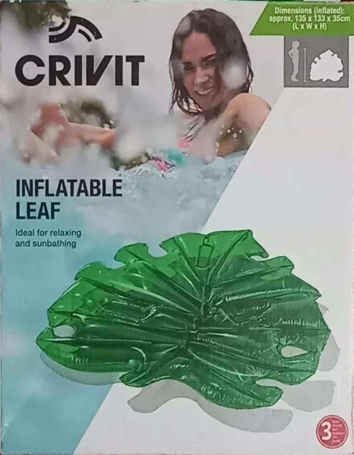 Crivit Air Mattress Ideal for Relaxing and Sunbathing Leaf