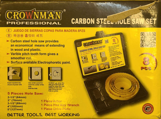 Crownman Carbon Steel Hole Saw Set.