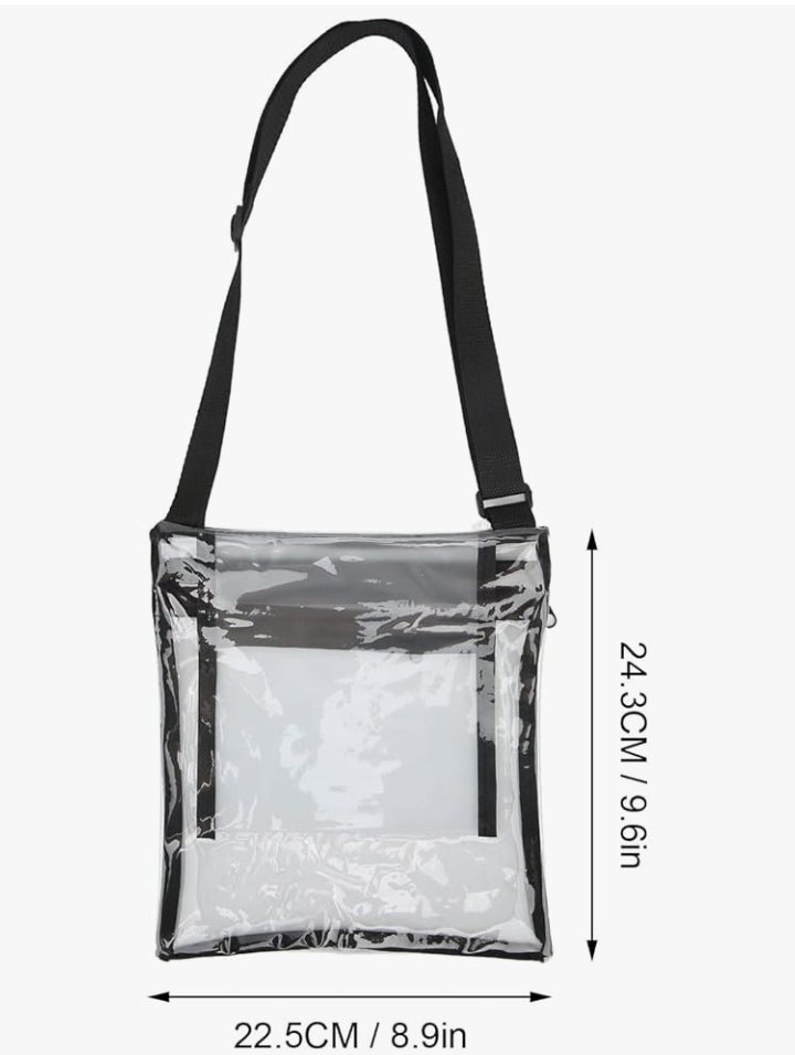 Transparent Bag Adjustable Shoulder Strap Inner Pocket For Travel Shopping Beach Concerts