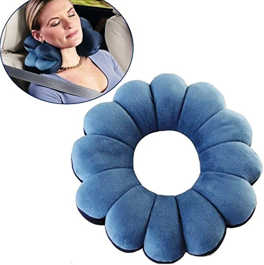 Meradiso - Flexible Total Microbead Portable Travel Pillow Round Flower Flexible Neck Pilllow