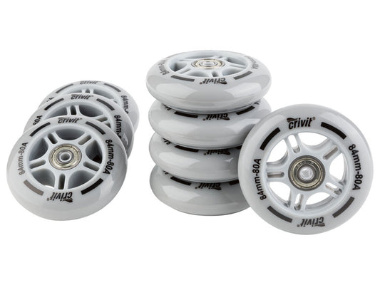 Crivit 84 mm Inline Skate Wheels with Abec 7 Bearings