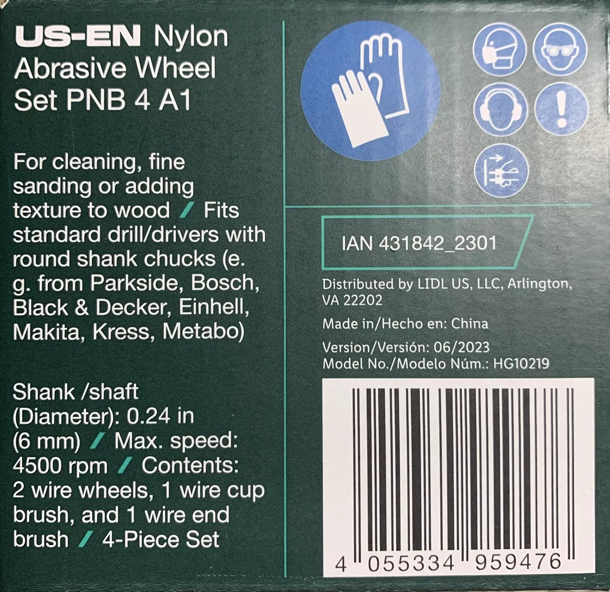 Parkside - Nylon Abrasive Wheel Set. For Cleaning, Fine Sanding, or Adding Texture To Wood.