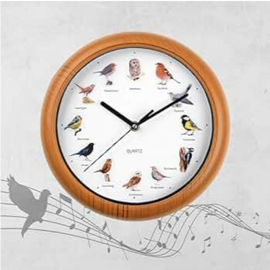 EASYmaxx Wall clock with 12 songbird singing with lifelike bird motifs