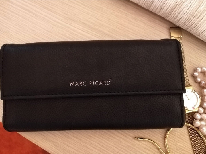 Marc Picard - natural leather black wallet for woman.