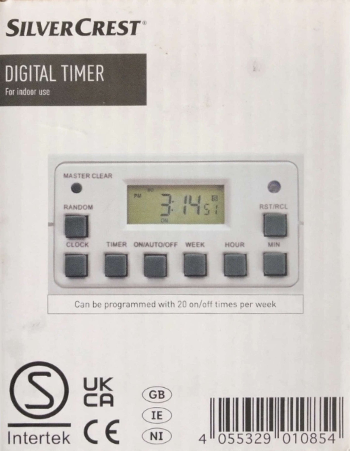 Silvercrest Digital Timer Plug-In Socket Indoor Use | Programmable 24h/7-Day