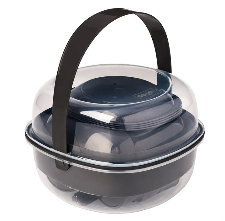 Crivit - 33-piece Camping Tableware Set, for Outdoor Activities like Picnics, Hiking, and Barbecues.