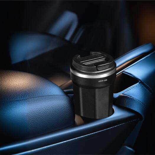 Green Lion Vacuum Mug 380 ml, 4-6 Hrs Cold & Hot, Double-Wall Vacuum Insulation, Exquisite Appearance, Food-grade material, Bottle Carrier Strap, Stainless Steel Material (Black)
