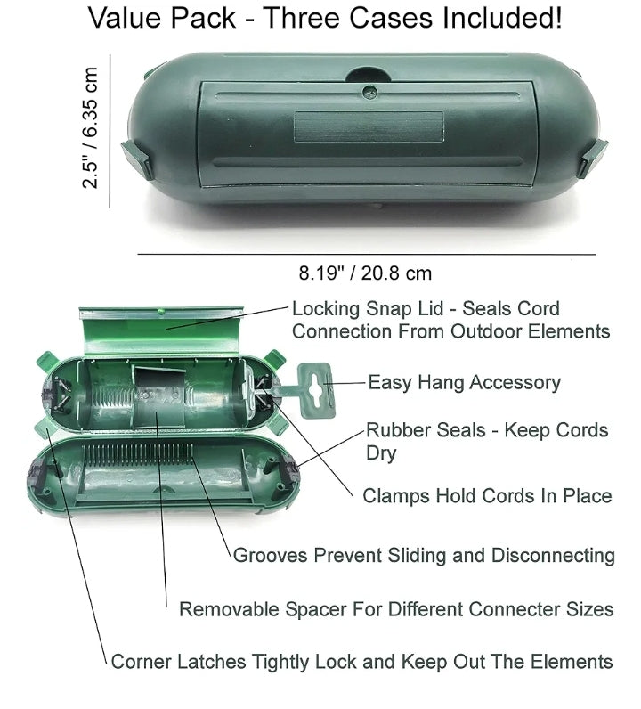 Parkside - Outdoor Extension Cord Cover, Waterproof Connection Protector with 4 Seal Latches.