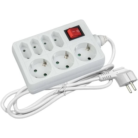 Socket Extension Cord M1 With Switch 7 Sockets 3x16A 4x2.5A 1.5m