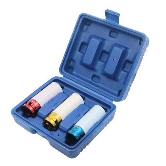 Auto Car Tire Protection Sleeve Wall Deep Impact Wheel Nut Socket Set Car Maintain Repair Tool - 3Pcs 1/2" 17mm 19mm 21mm