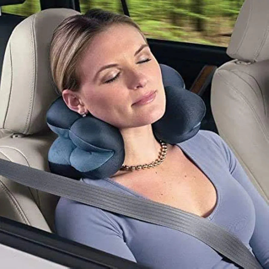 Meradiso - Flexible Total Microbead Portable Travel Pillow Round Flower Flexible Neck Pilllow