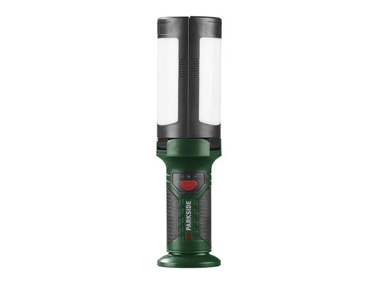 Parkside Handheld LED flashlight with power bank.