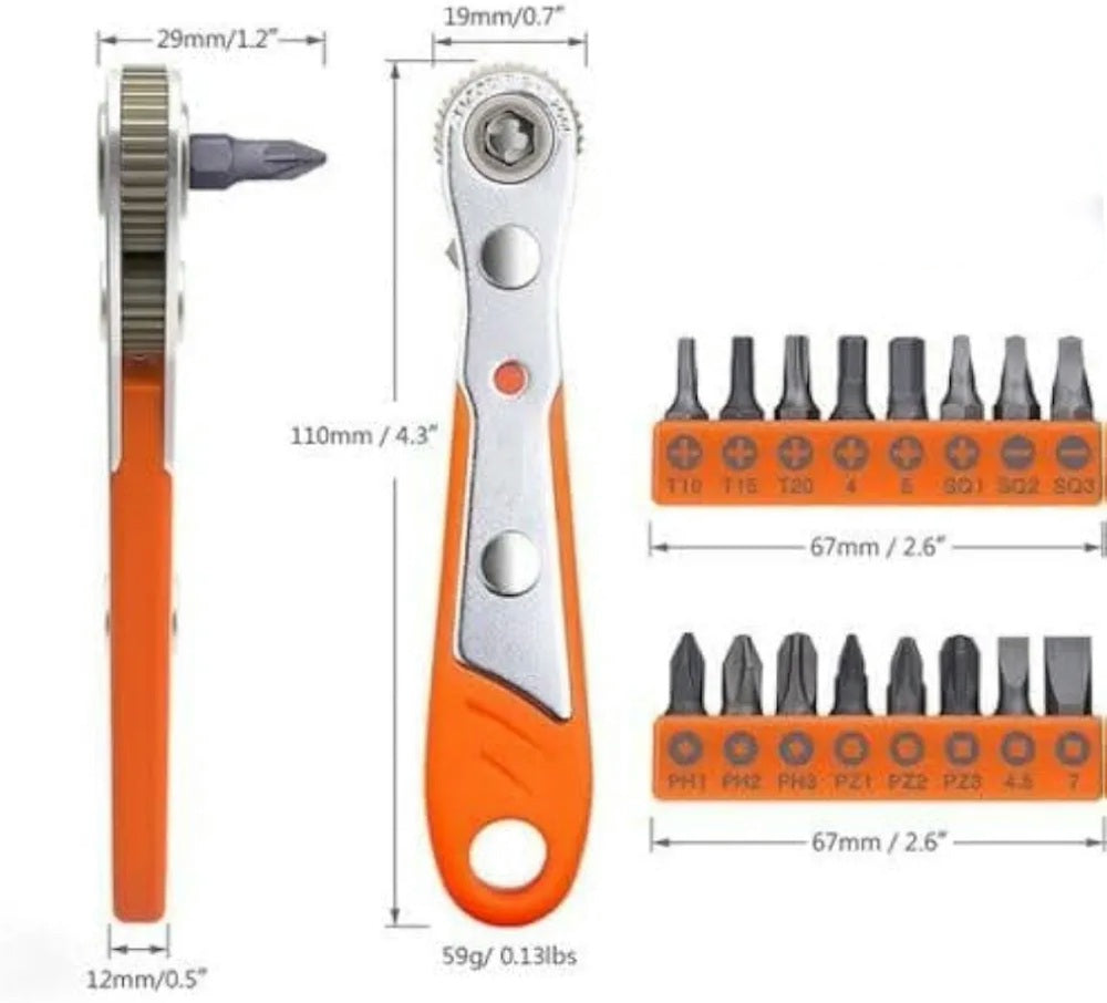 Tacklife Mini Screwdriver Bit Set DIY Ratchet Wrench Micro Torx Allen 1/4 Drive