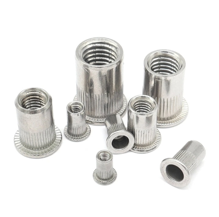 Flat Head Knurling Rivet Nut Carbon Steel - M3 M5 M6 M8 M10