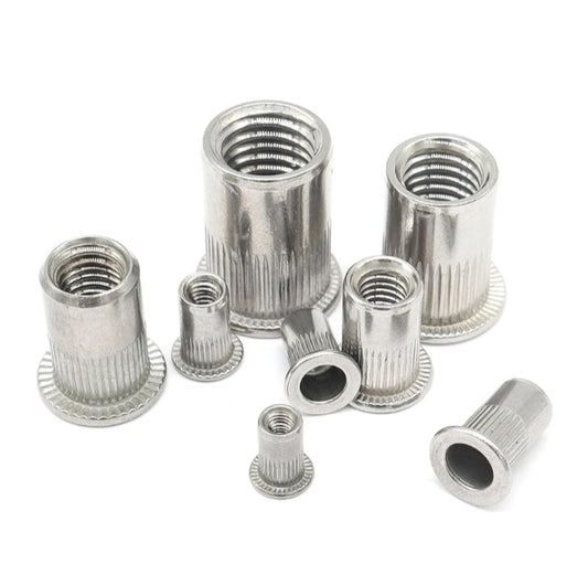 Flat Head Knurling Rivet Nut Carbon Steel - M3 M5 M6 M8 M10
