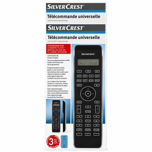 SilverCrest 10-in-1 universal remote control comes with a boxed packaging and requires two AAA batteries