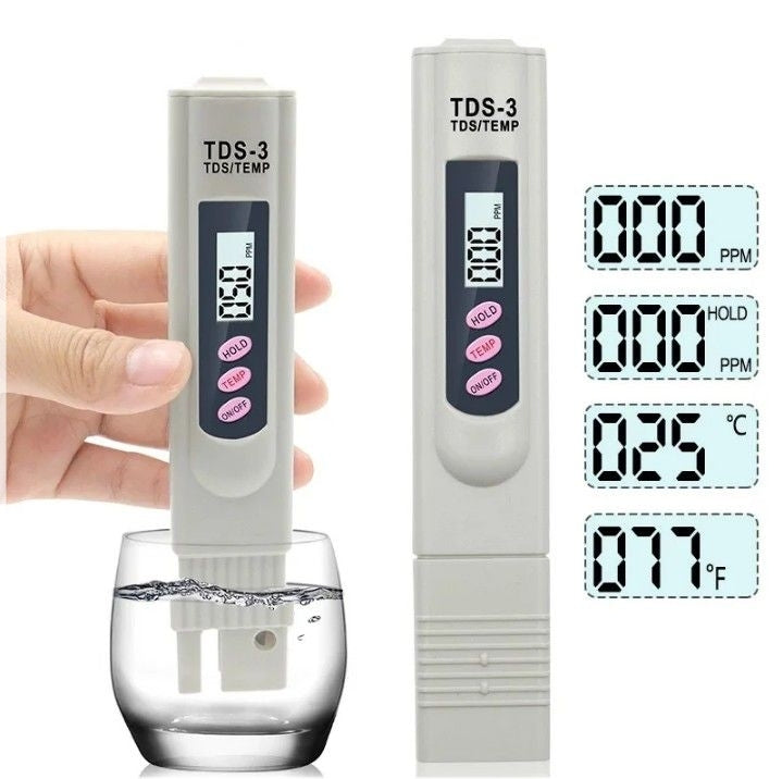 TDS Digital Water Tester Portable Water Quality Analysis Meter Water Purity Check Test Pen 0-9999 Ppm Measurement TDS-3