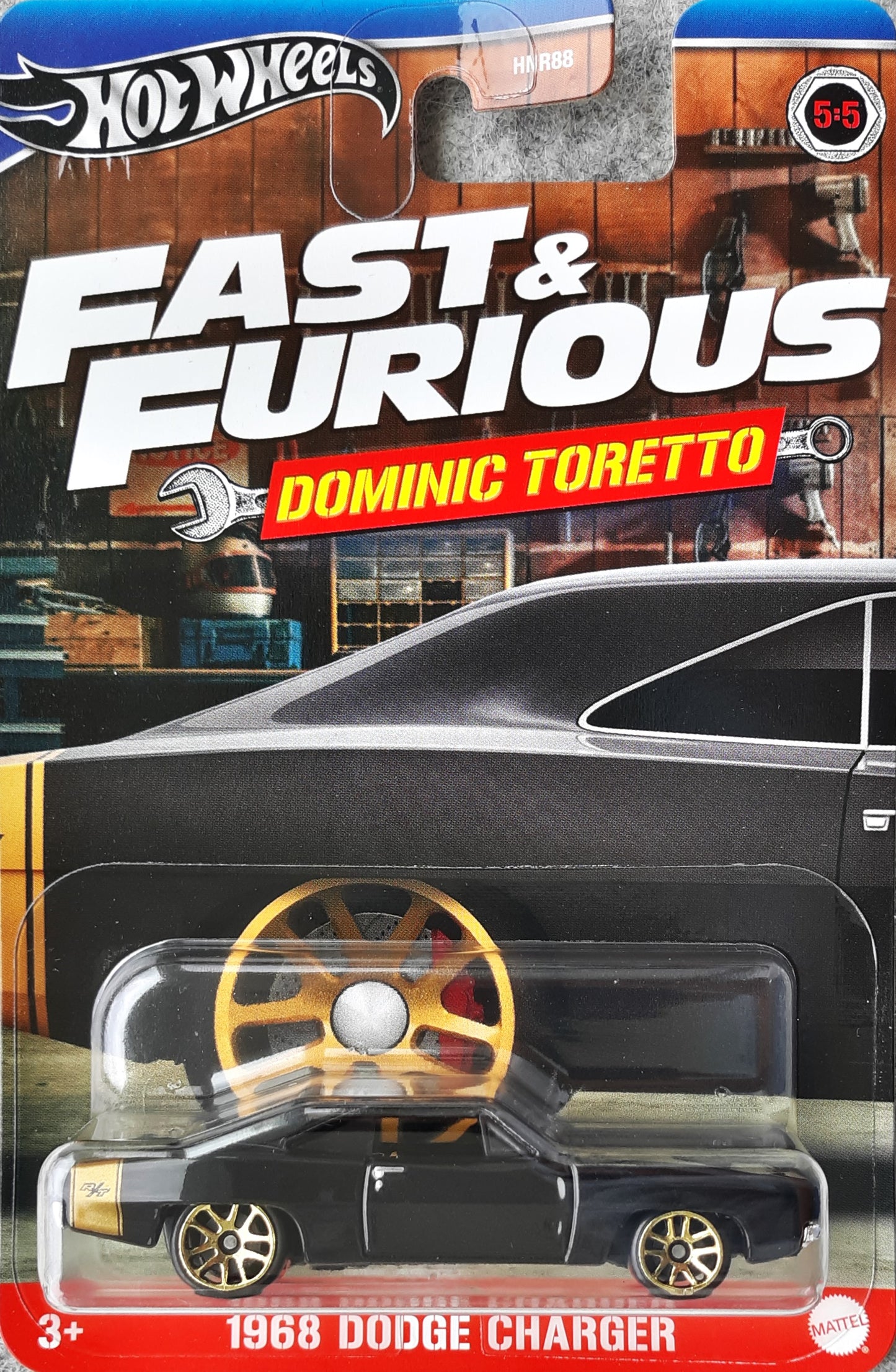 Hot Wheels Fast and FURIOUS Dominic Toretto Auto 1968 DODGE CHARGER Model Die Cast Scale 1:64 - Length 7 cm.