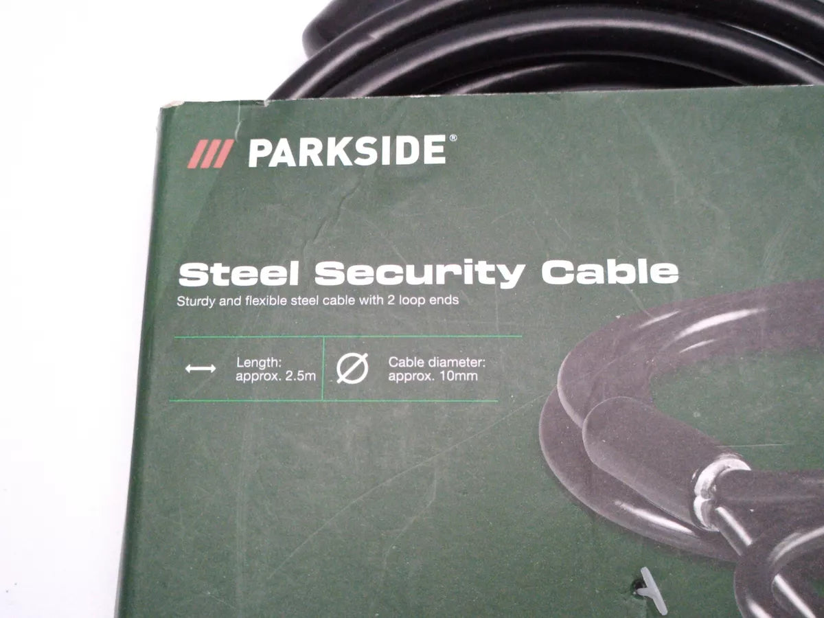 Parkside Heavy Duty 2.5m Steel Security Cable With 2 Loop Ends Security Chain