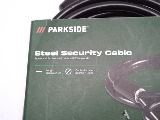 Parkside Heavy Duty 2.5m Steel Security Cable With 2 Loop Ends Security Chain