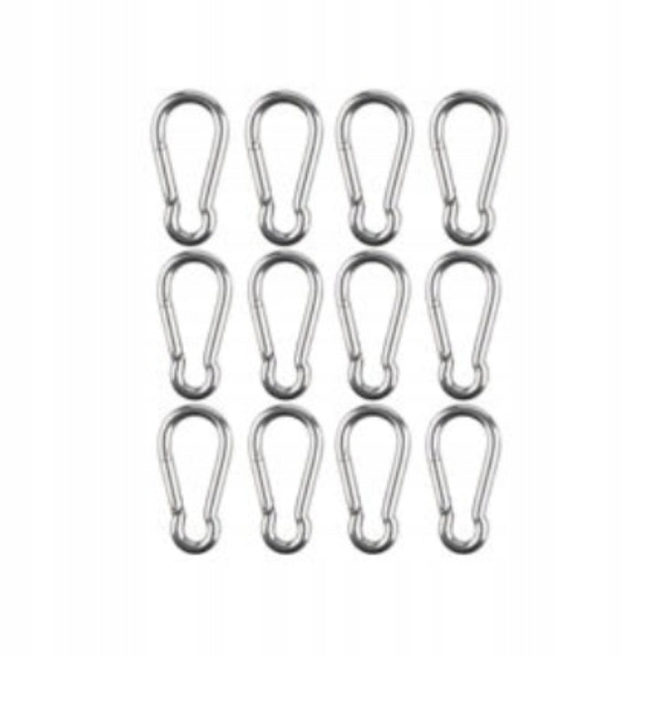 Parkside - Carabiner Hook/Hook with Hanging Chain Eye (Carabiner Hooks, 12 Pieces)