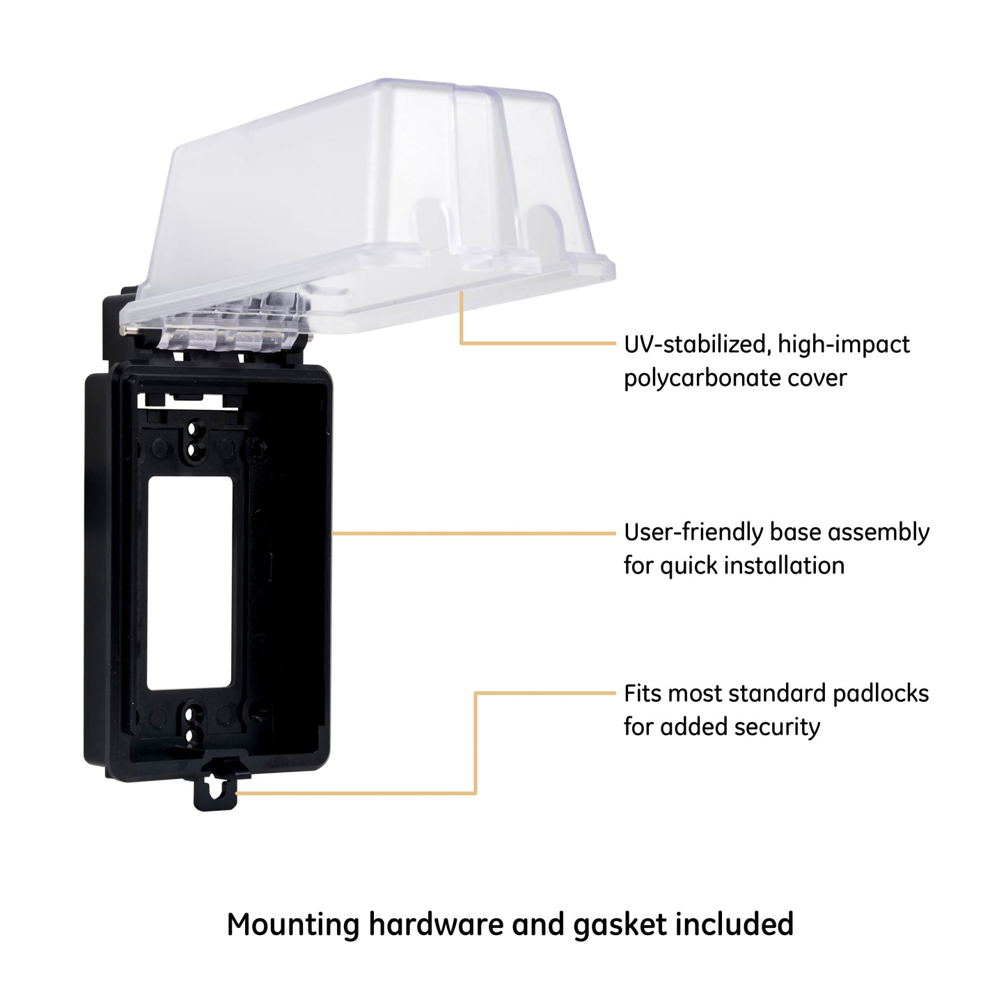 UltraPro Outdoor Electrical Outlet Cover, Weatherproof, Black/Clear, 0A, 49204