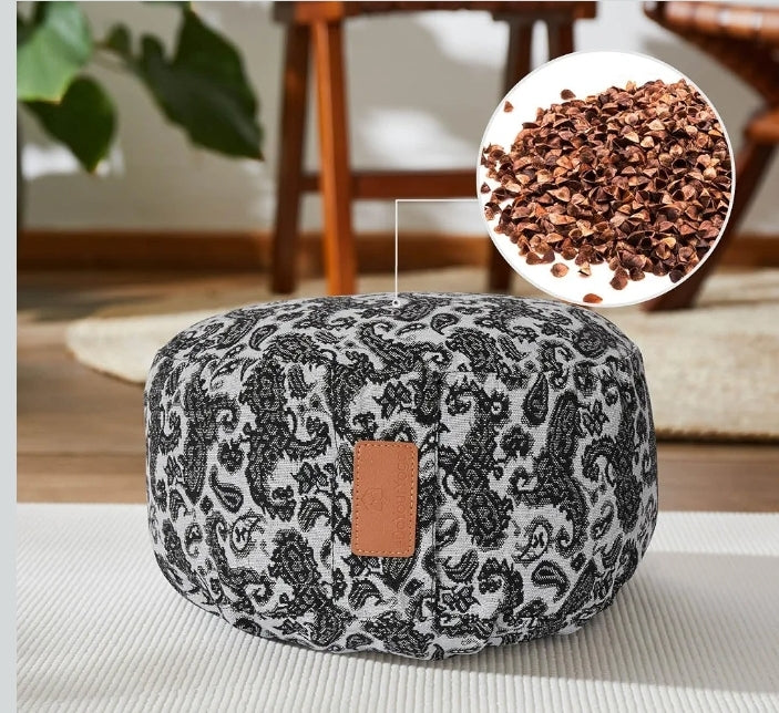 Do You Yoga - Yoga Cushion "Vishnu" with Cord Closure & Organic Spelt Husks – Ideal as Yoga Cushion/Zafu Cushion/Meditation