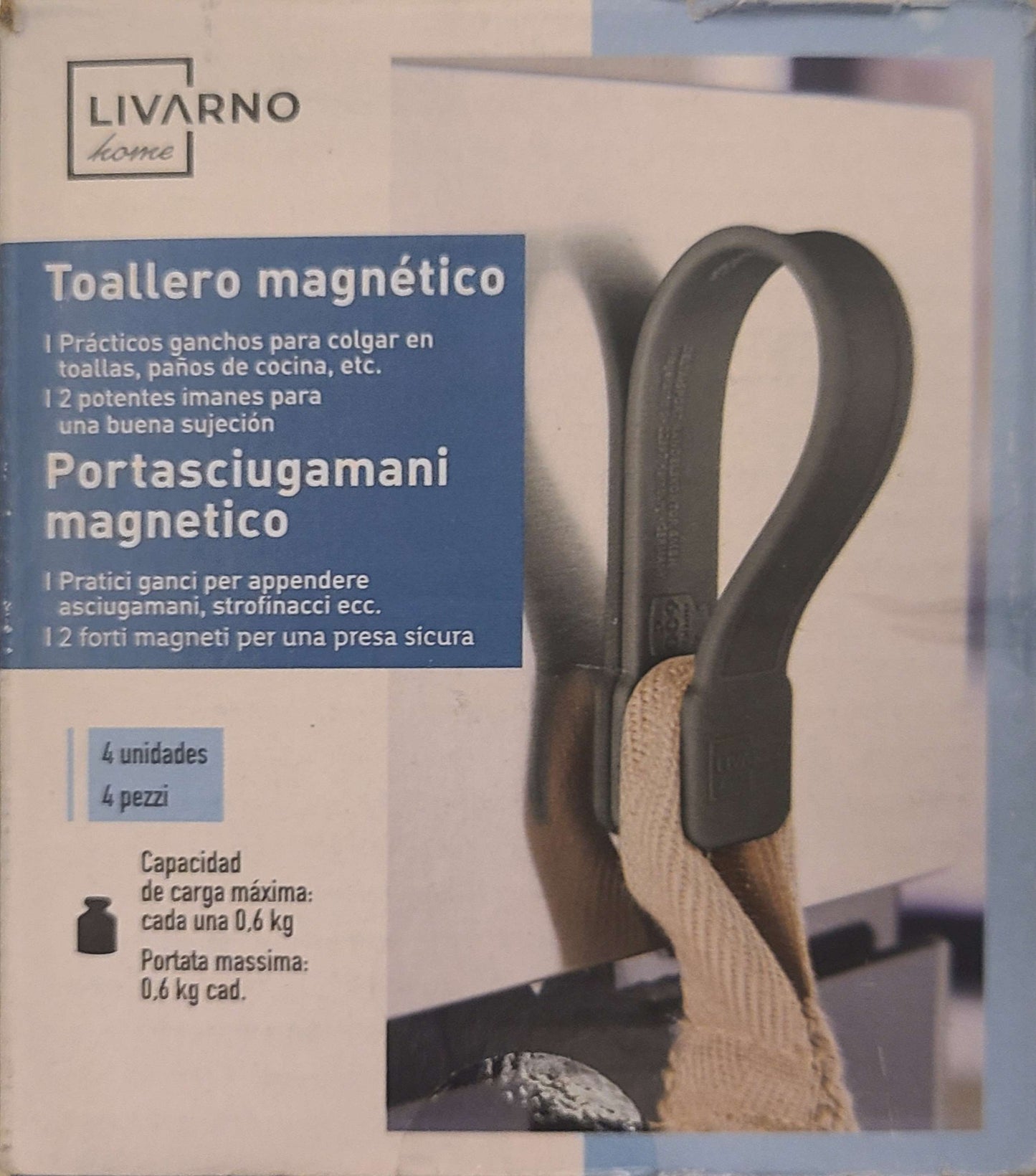 Livarno home Magnetic towel holder, 4-piece set