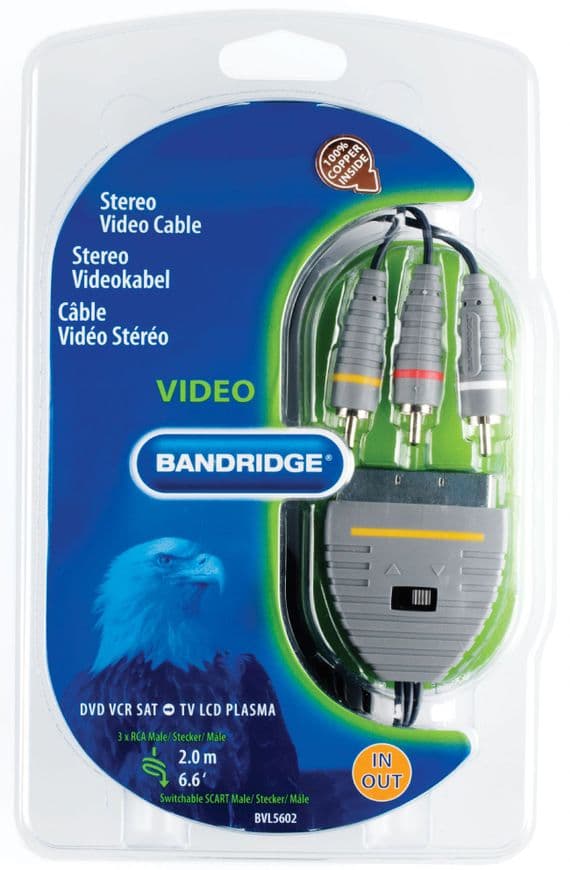 BANDRIDGE 5M SWITCHED SCART TO 3X PHONO BVL5605