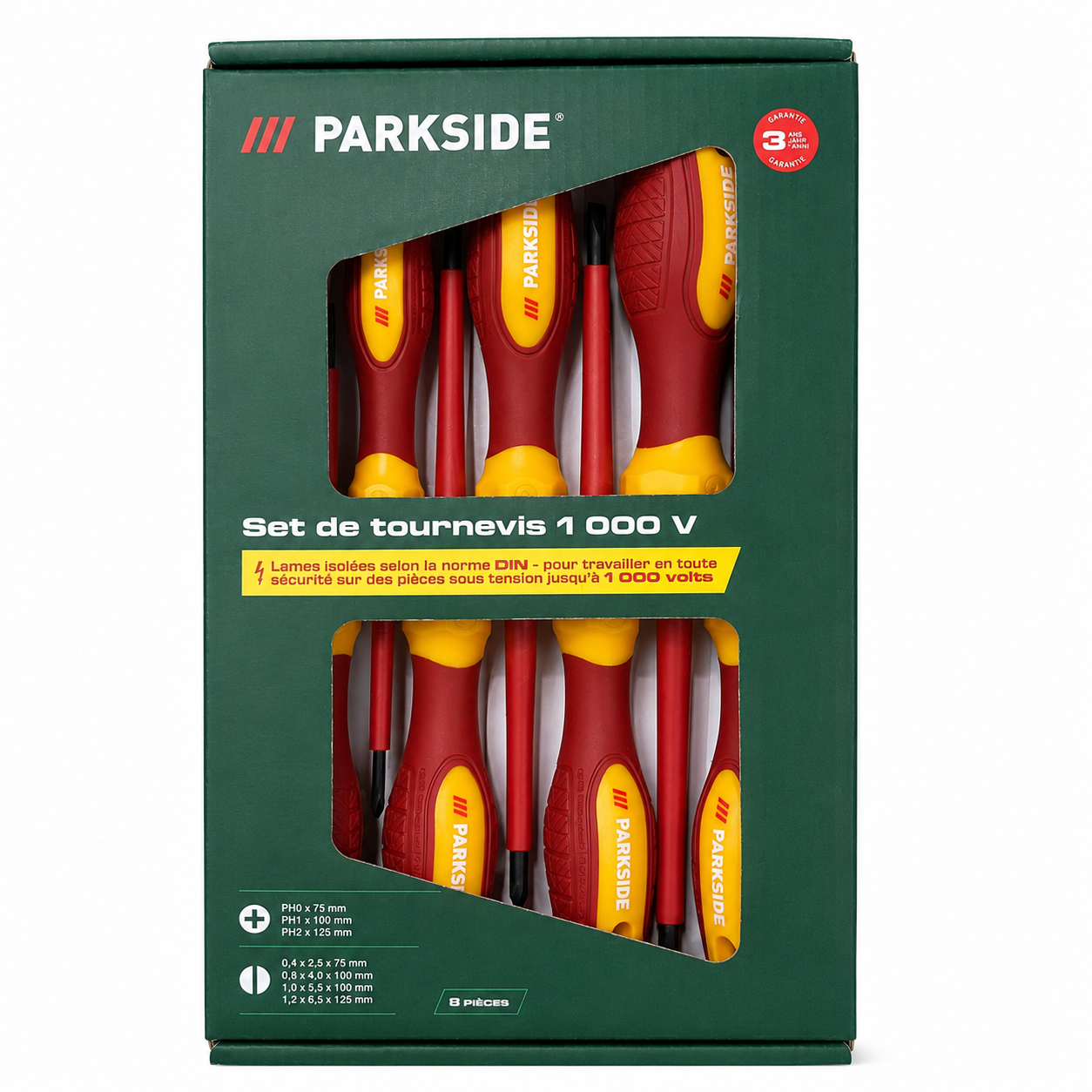 Parkside - Authorized 1000V VDE Insulated Slotted Screwdriver Tool Set 8pcs